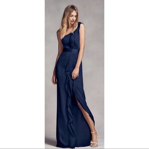 Long One Shoulder Formal Dress with Ruffles